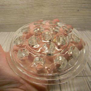 Vintage 16 hole Clear Glass Floral Frog
